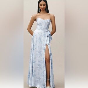 V. Chapman Light Blue Floral Wrap Dress
